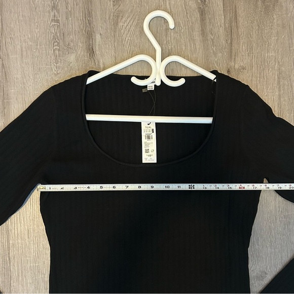 Garage Black scoop neck ribbed mini Long Sleeve Dress size XL NWT - Picture 6 of 8